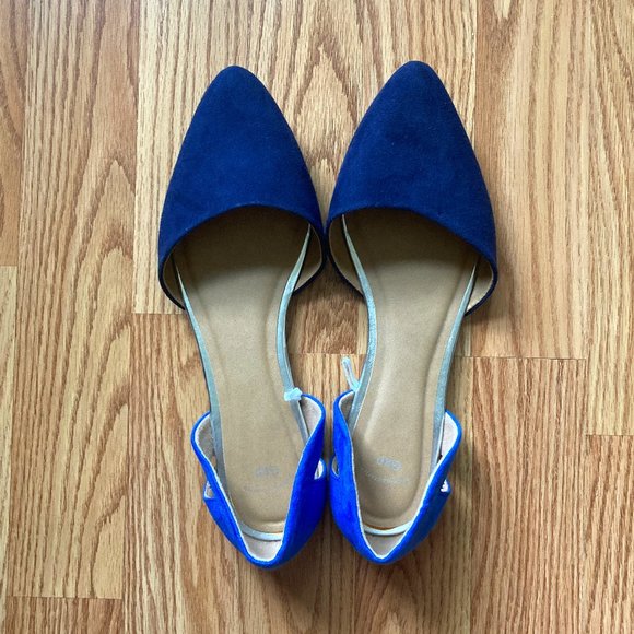 Brand New Women's GAP Two Toned Blue Suede D'orsay Flats Size 8 - Picture 1 of 9